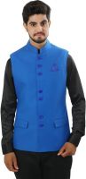 Ethnic Monarch Sleeveless Solid Men's Linen Jacket