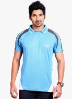 Fitz Aqua Blue Solid Polo T-Shirt