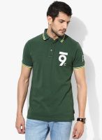 French Connection Green Solid Polo T-Shirts