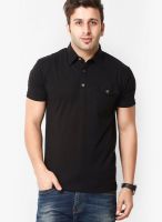Gritstones Black Solid Polo T-Shirts