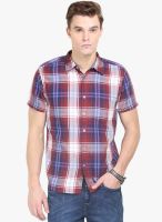 HW Maroon Checked Slim Fit Casual Shirt