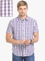 HW Purple Checked Regular Fit Casual Shirt