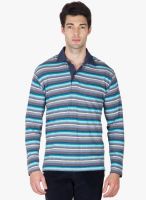 Hypernation Blue Striped Polo T-Shirts