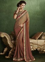 Indian Women By Bahubali Brown Embroidered Saree