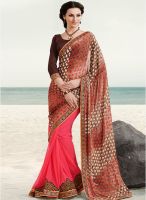 Indian Women By Bahubali Brown Embroidered Saree