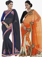 Indian Women By Bahubali Pack Of 2 Multicoloured Embroidered Saree