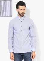 Jack & Jones Purple Striped Casual Shirts