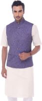 Jadeblue Sleeveless Self Design Men's Jacket