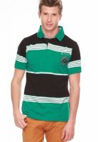 Jogur Green Striped Polo T-Shirts