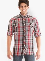 Jogur Red Check Slim Fit Casual Shirt
