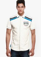 Jogur Solid Off White Casual Shirt