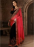 Kalista Fashions Red Embroidered Saree