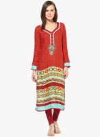 Kurti'S Red Embroidered Kurtis