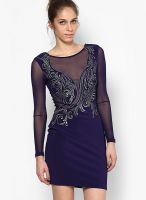 LIPSY Navy Blue Colored Embellished Bodycon Dress