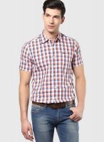 Lee Orange Check Regular Fit Casual Shirt