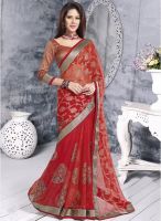 Lookslady Red Printed Saree