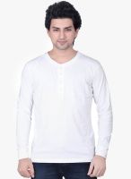 Lucfashion White Solid Henley T-Shirt