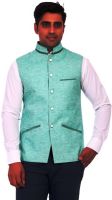 M S Creation Sleeveless Self Design Men's Jacket