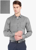 Mark Taylor Black Striped Slim Fit Formal Shirt