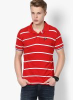 Mufti Red Striped Polo T-Shirts
