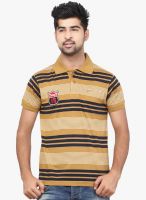 Orange Valley Brown Striped Polo T-Shirt