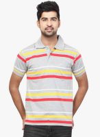 Orange Valley Grey Striped Polo T-Shirt