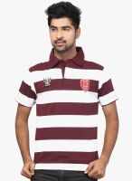 Orange Valley Maroon Striped Polo T-Shirt