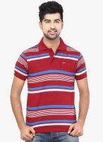Orange Valley Red Striped Polo T-Shirt