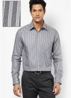 Park Avenue Grey Striped Slim Fit Formal Shirt