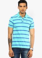 Peter England Blue Solid Polo T-Shirts