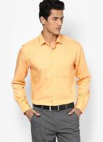 Peter England Orange Striped Slim Fit Formal Shirt