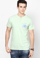 Phosphorus Green Henley T-Shirt By ADPC