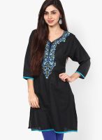 Pluss Black Solid Kurtis