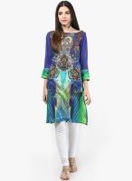 Rain & Rainbow Blue Printed Kurta