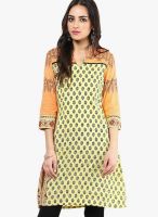 Rain & Rainbow Yellow Printed Kurta