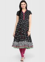 Rangriti Black Cotton Blend Kurta