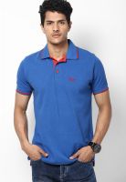 Riot Jeans Blue Solid Polo T-Shirts