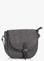 Shaun Design Woolen Herringbone Black Crossbody Bag