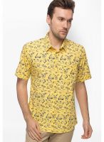 Slub Printed Yellow Casual Shirt