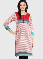 Span Beige Printed Kurtis