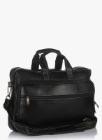 Stamp 15 Inches Black Leather Laptop Bag