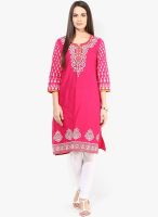 Stylet Fuchsia Printed Kurtis