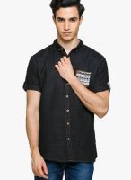 Teemper Solid Black Casual Shirt
