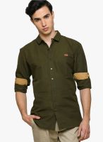 Teemper Solid Green Casual Shirt