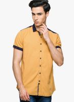 Teemper Striped Yellow Casual Shirt