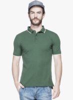 Tinted Green Solid Polo T-Shirt