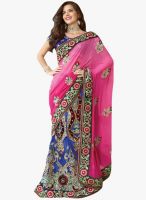 Triveni Sarees Pink Embroidered Saree