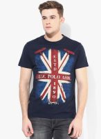 U.S. Polo Assn. Navy Blue Printed Round Neck T-Shirt