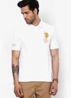 U.S. Polo Assn. White Solid Polo T-Shirts