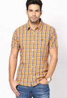 United Colors of Benetton Half Sleeve Blue And Orange Checks Shirt